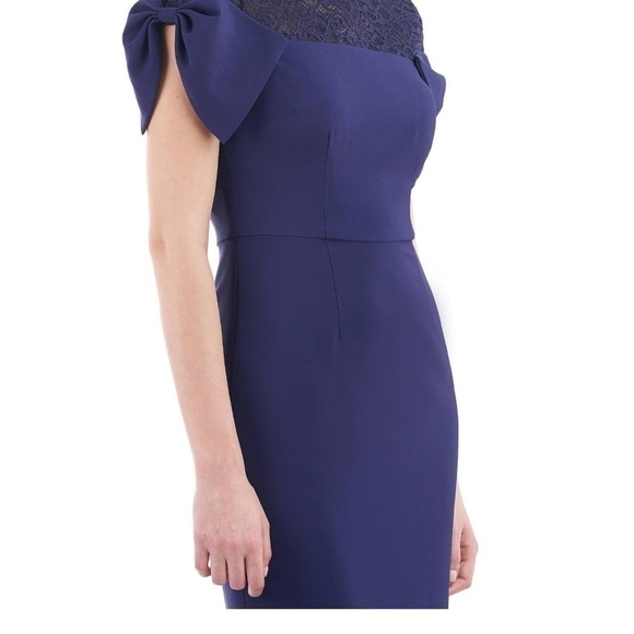 JS COLLECTIONS Blue Annalise Bow Mermaid Gown - Picture 3 of 11